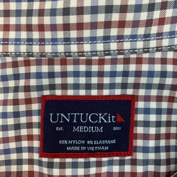 Untuckit Mirassou Dress Shirt Mens M Medium Button Up Multi Gingham Checkered - Picture 5 of 11